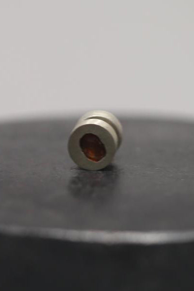 Parts of Four Nail earrings 0.2 ct, orange sapphire inlaid plate 1935-3-mA+SAF